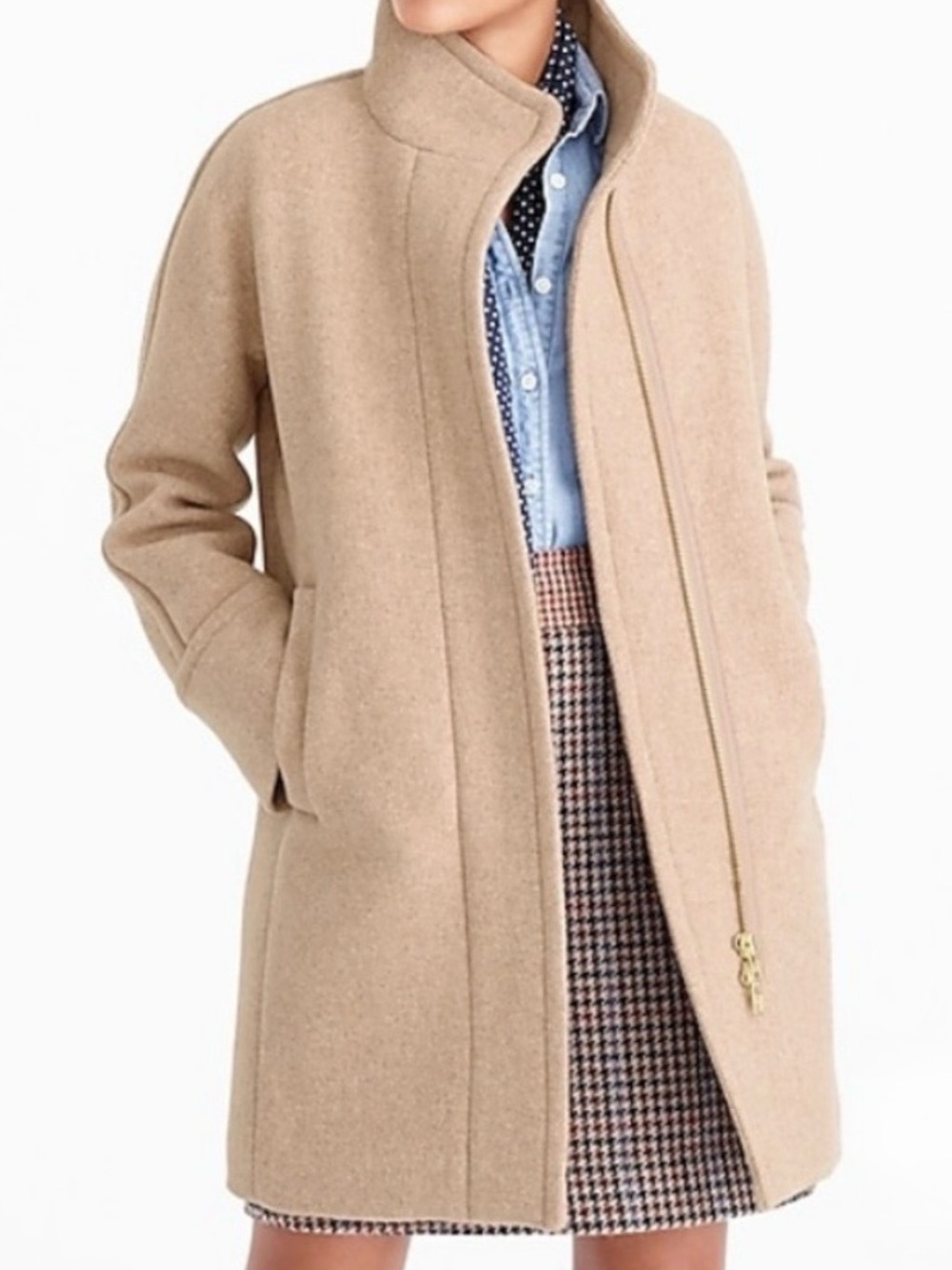 J CREW Wool Stadium Cloth by Nello Gori Cocoon Coat in Sandstone Tan Size 2